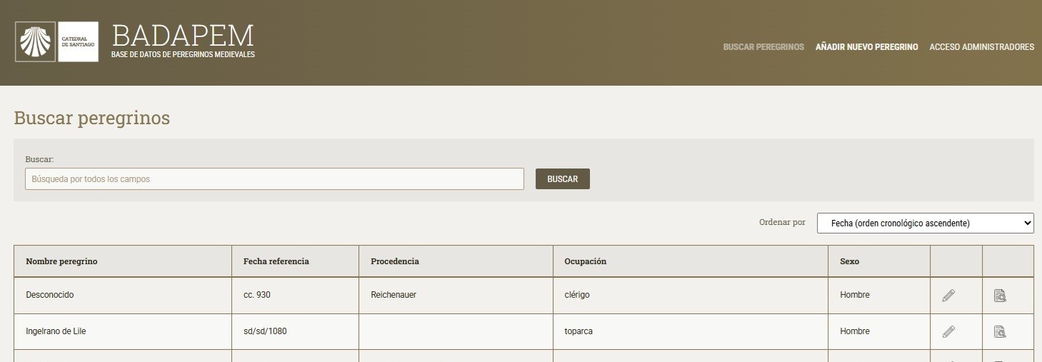 BADAPEM - Base de Datos de Peregrinos Medievales